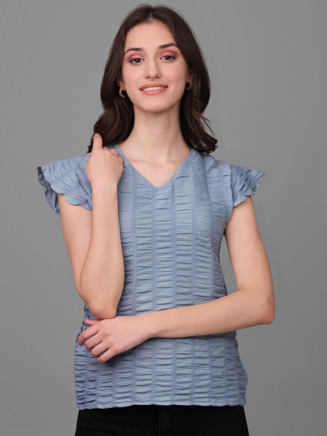 modestouze attires self design v-neck flutter sleeves top