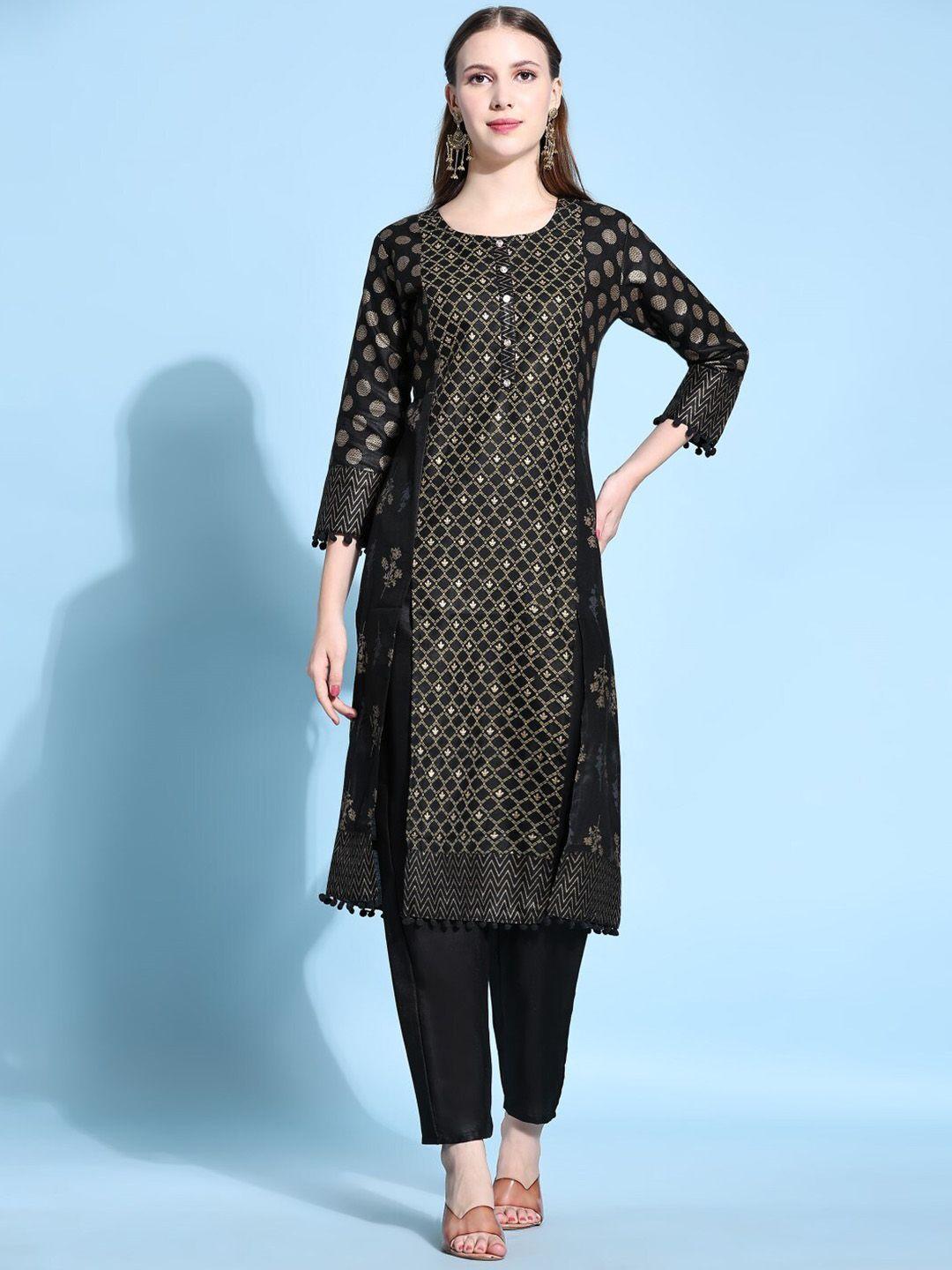 modestouze attires ethnic motifs printed regular kurta with trousers