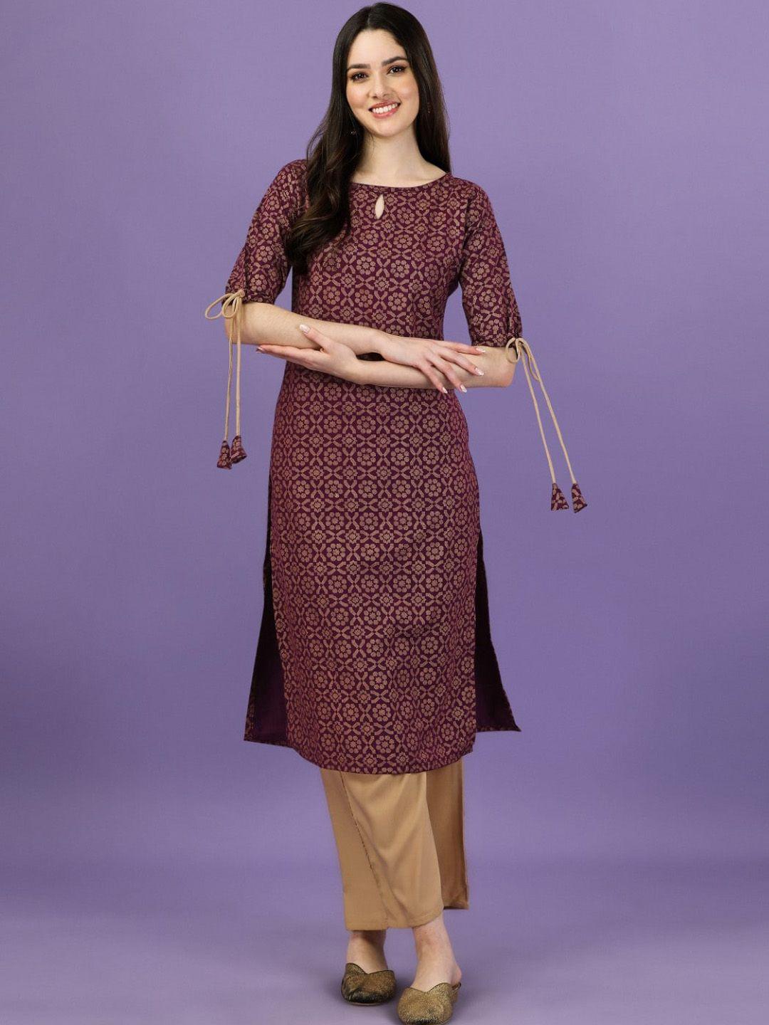 modestouze attires ethnic motifs printed regular pure cotton kurta with trousers