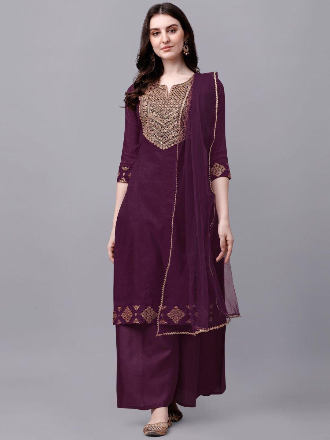 modestouze attires ethnic motifs yoke design sequinned kurta with dupatta