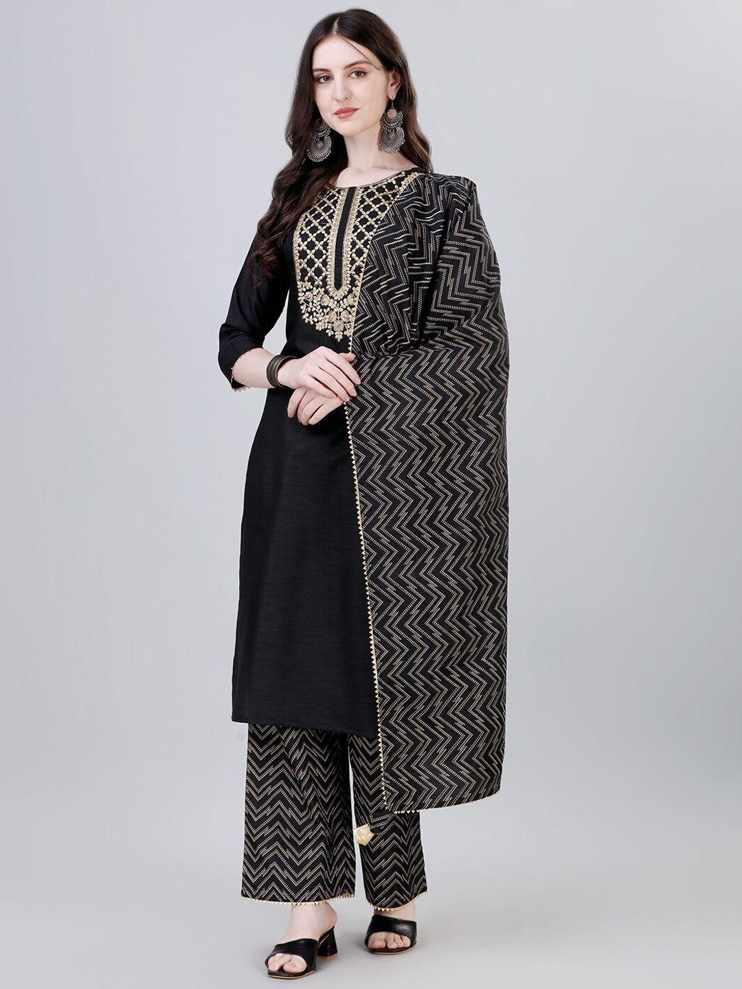 modestouze attires ethnic motifs yoke design thread work kurta with palazzo & dupatta