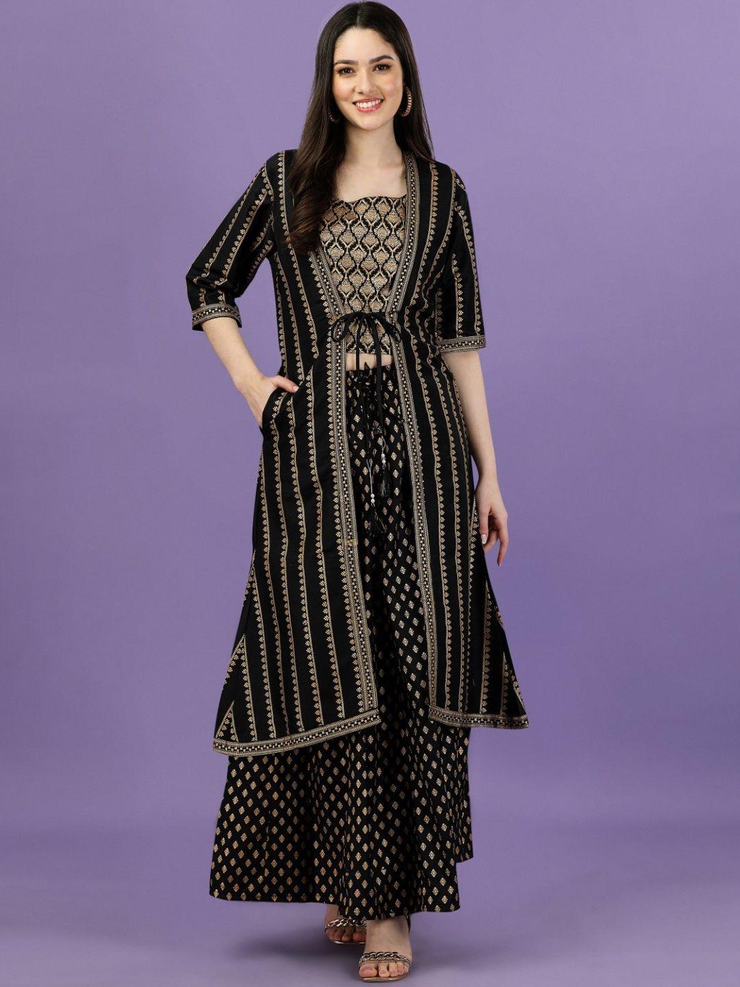 modestouze attires ethnic printed kurta with trousers & with jacket