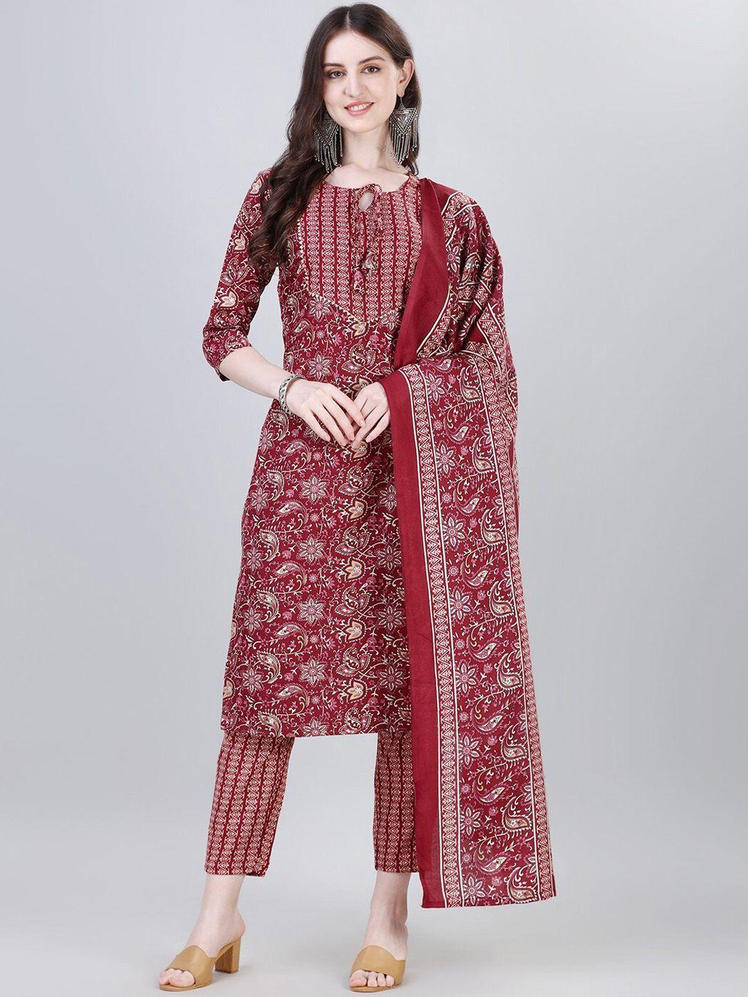 modestouze attires floral printed gotta patii kurta with trousers & dupatta