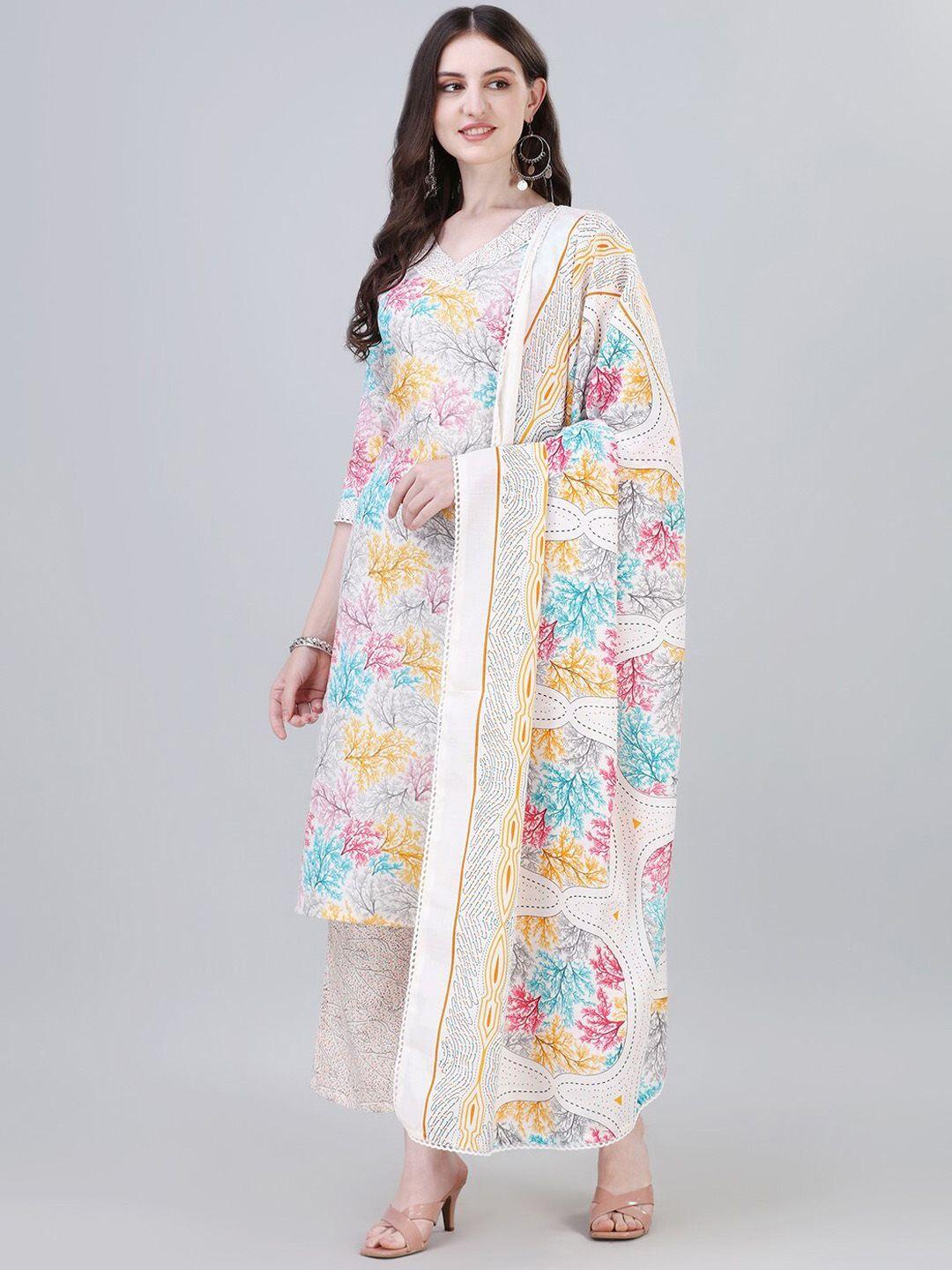 modestouze attires floral printed kurta with palazzos & dupatta