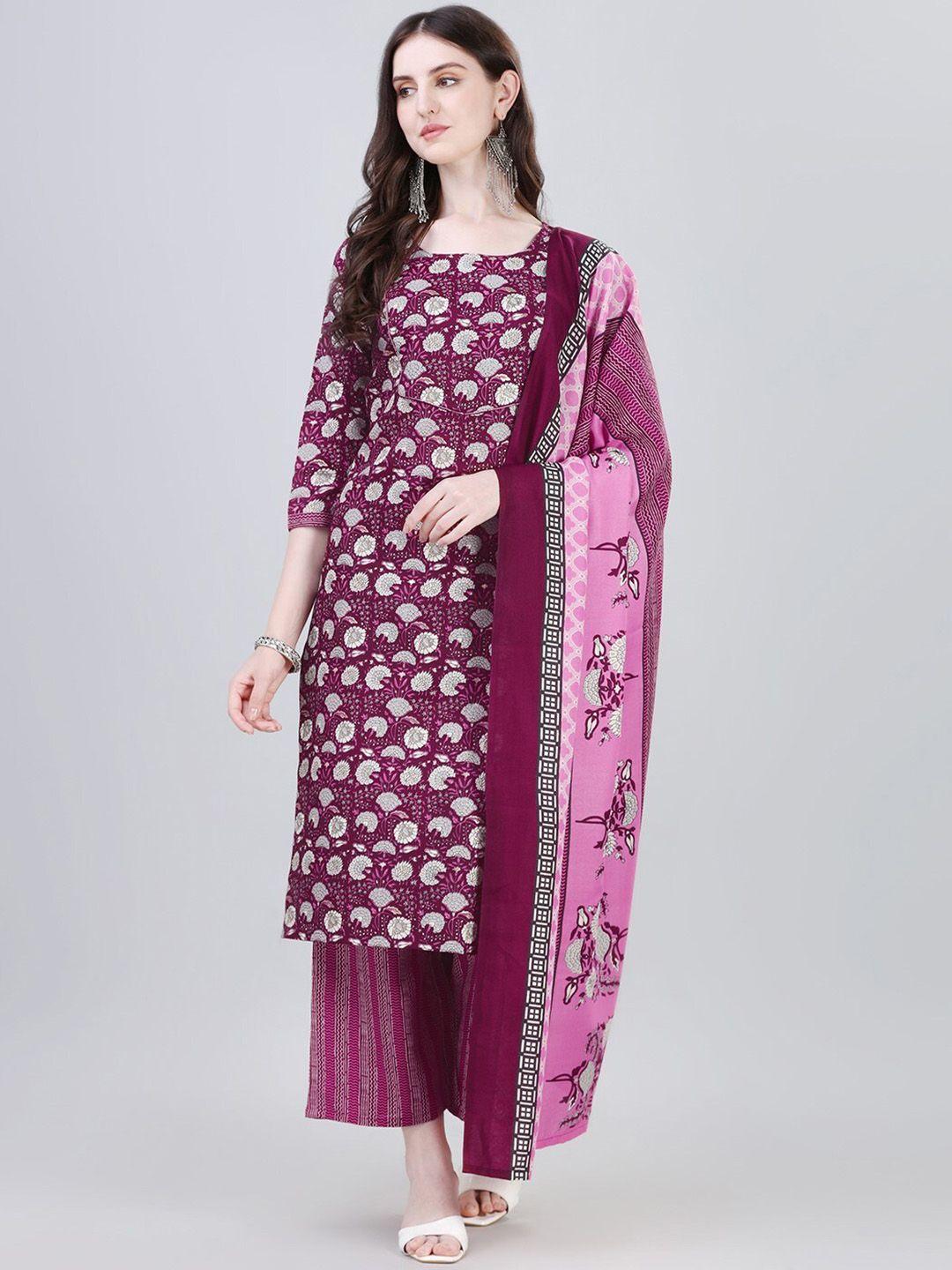 modestouze attires floral printed kurta with palazzos & dupatta