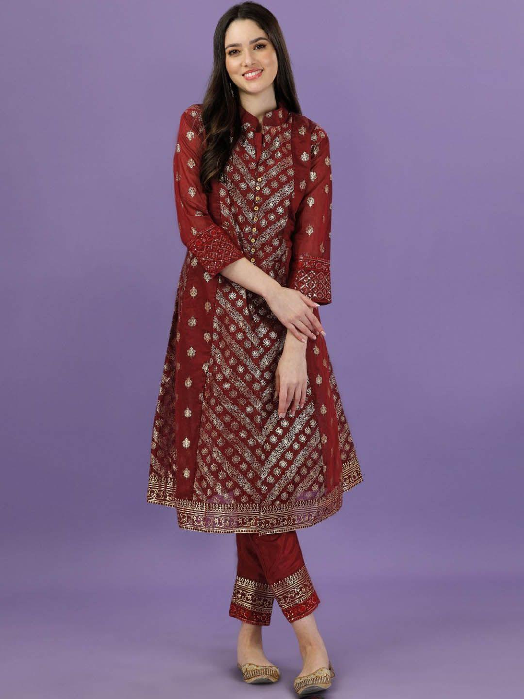 modestouze attires floral printed regular pure cotton kurta with trousers