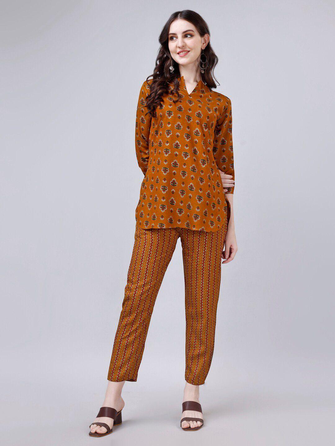 modestouze attires printed pure cotton top with trousers co-ords