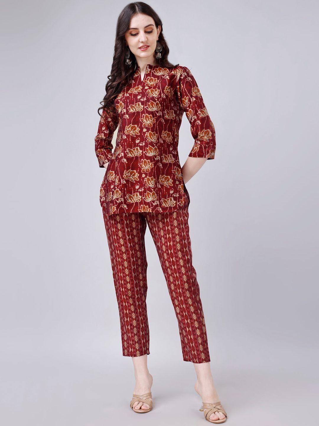 modestouze attires printed pure cotton top with trousers co-ords