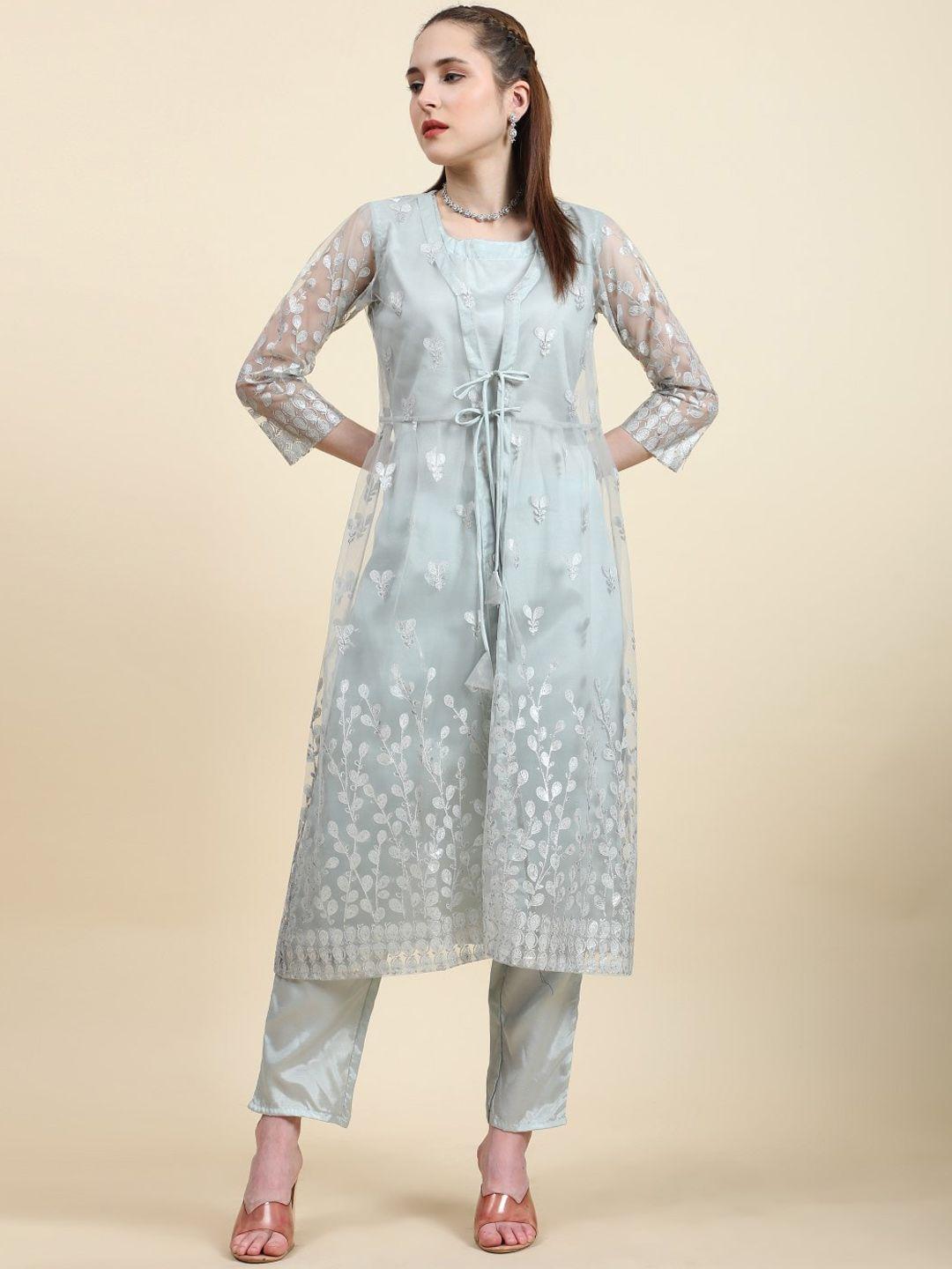 modestouze attires regular embellihed pure silk kurta with trousers