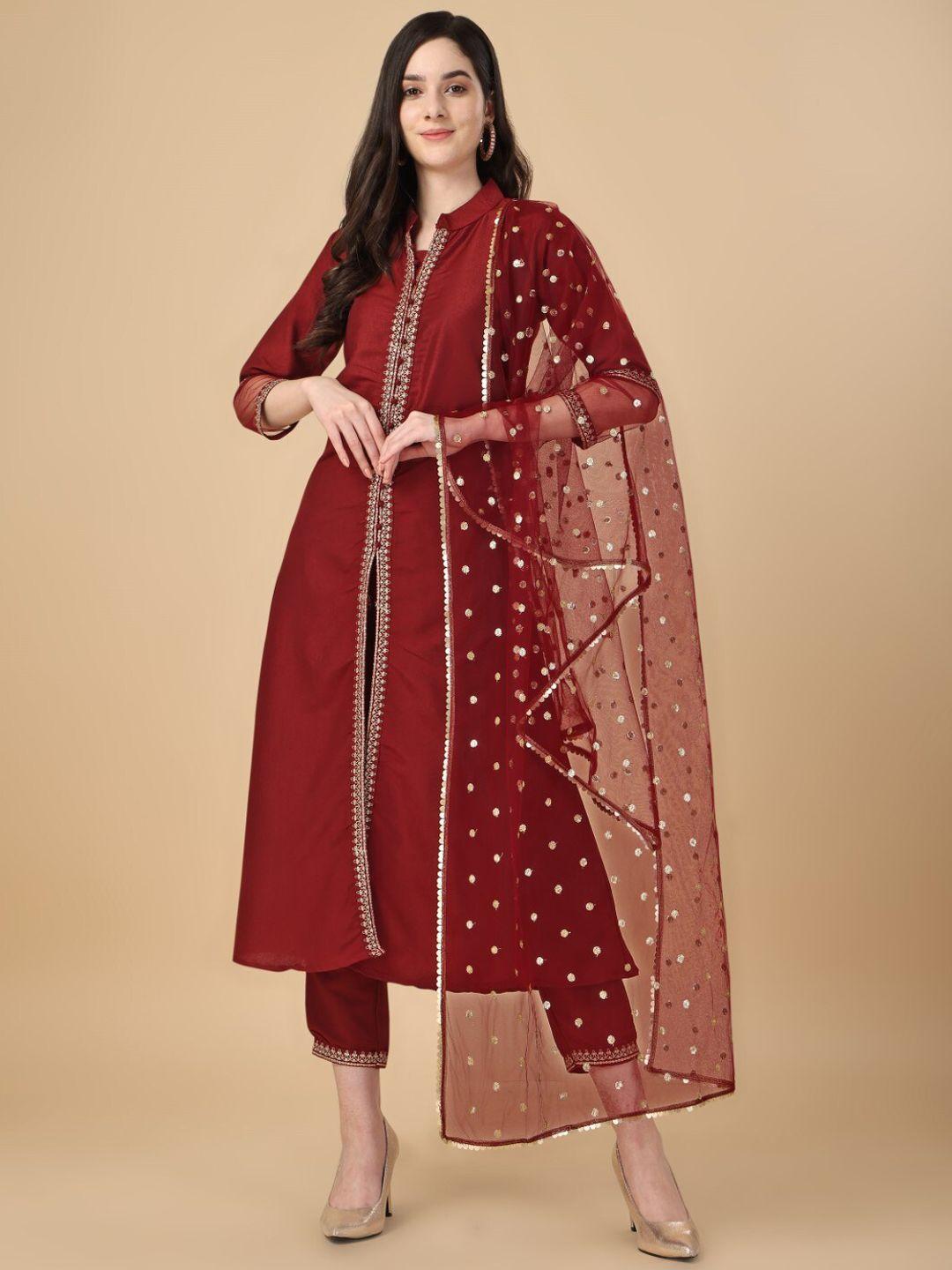 modestouze attires sequinned silk kurta with trousers & dupatta