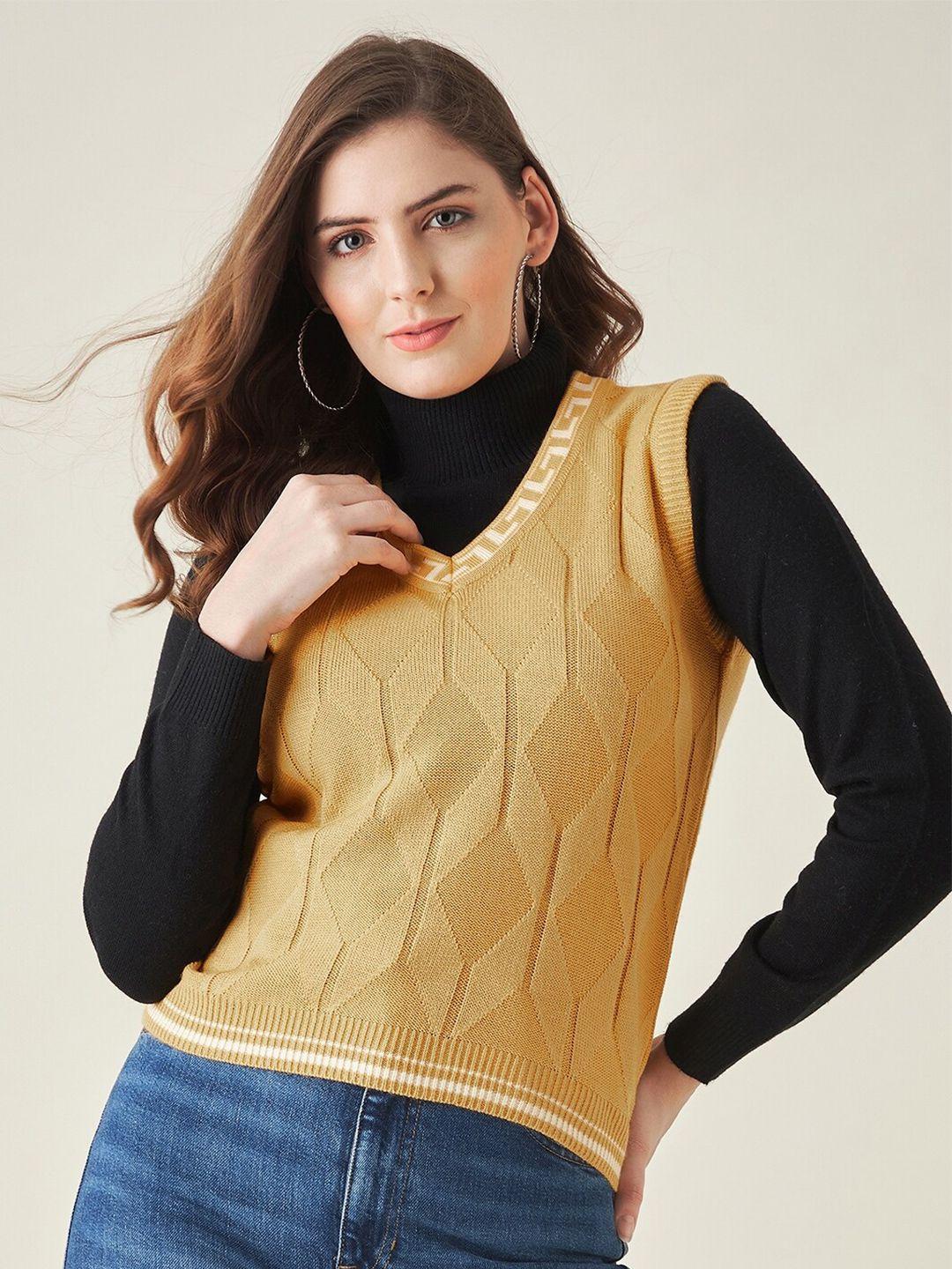 modeve self design geometric sweater vest acrylic sweaters