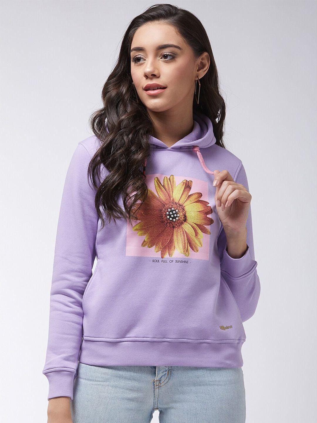 modeve floral printed hooded pullover sweatshirt