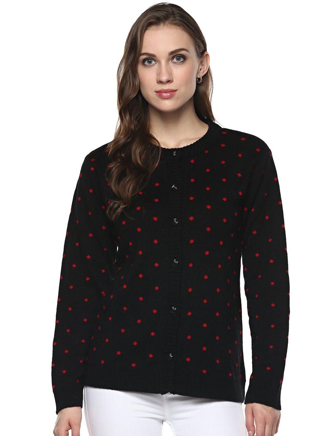 modeve women black & red printed cardigan