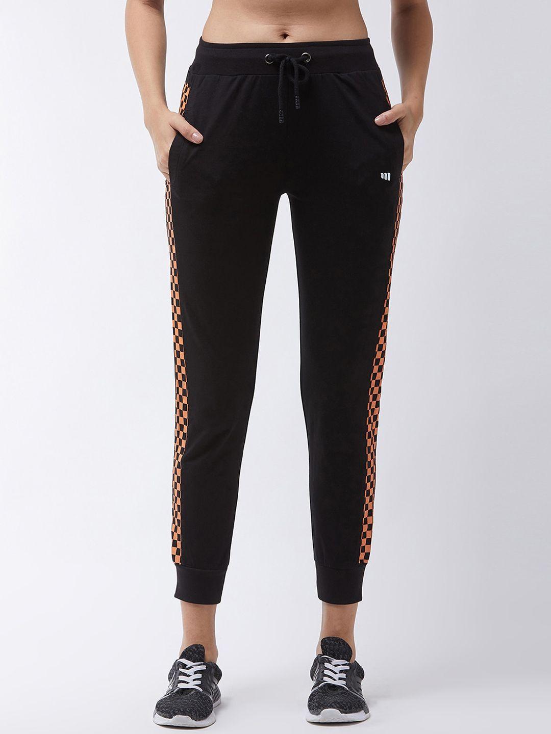 modeve women black printed cotton track pants