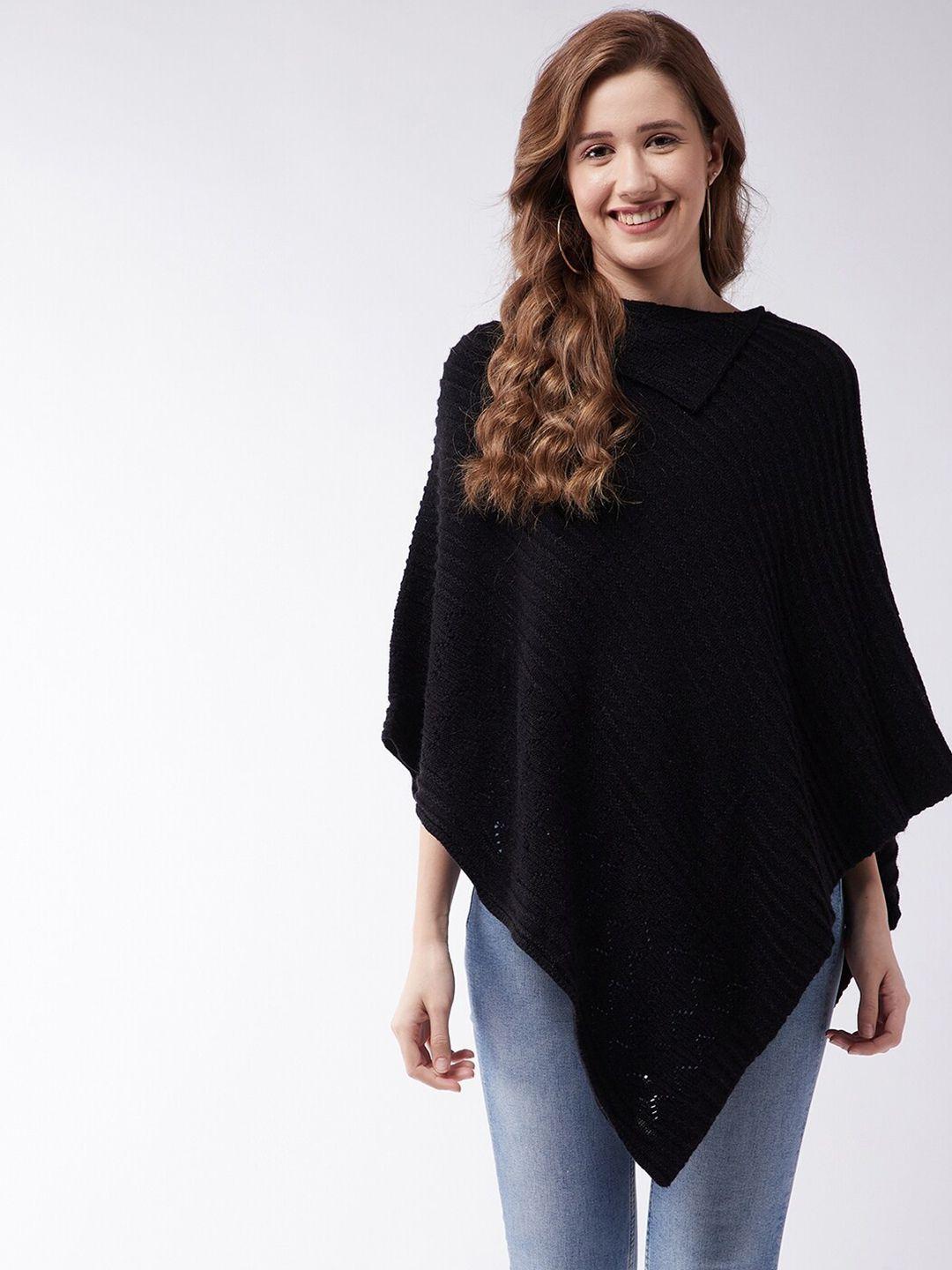 modeve women black striped poncho sweater