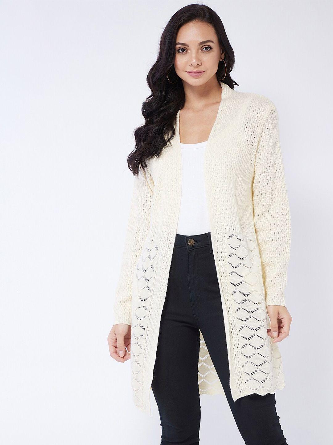 modeve women cream-coloured longline shrug