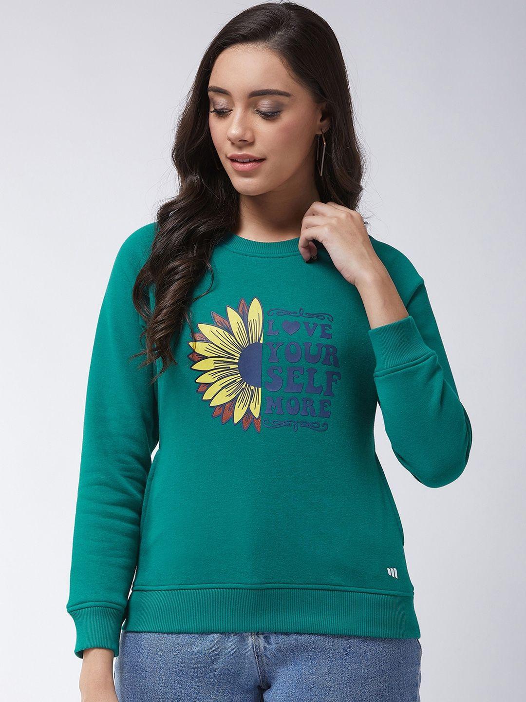 modeve women green printed sweatshirt