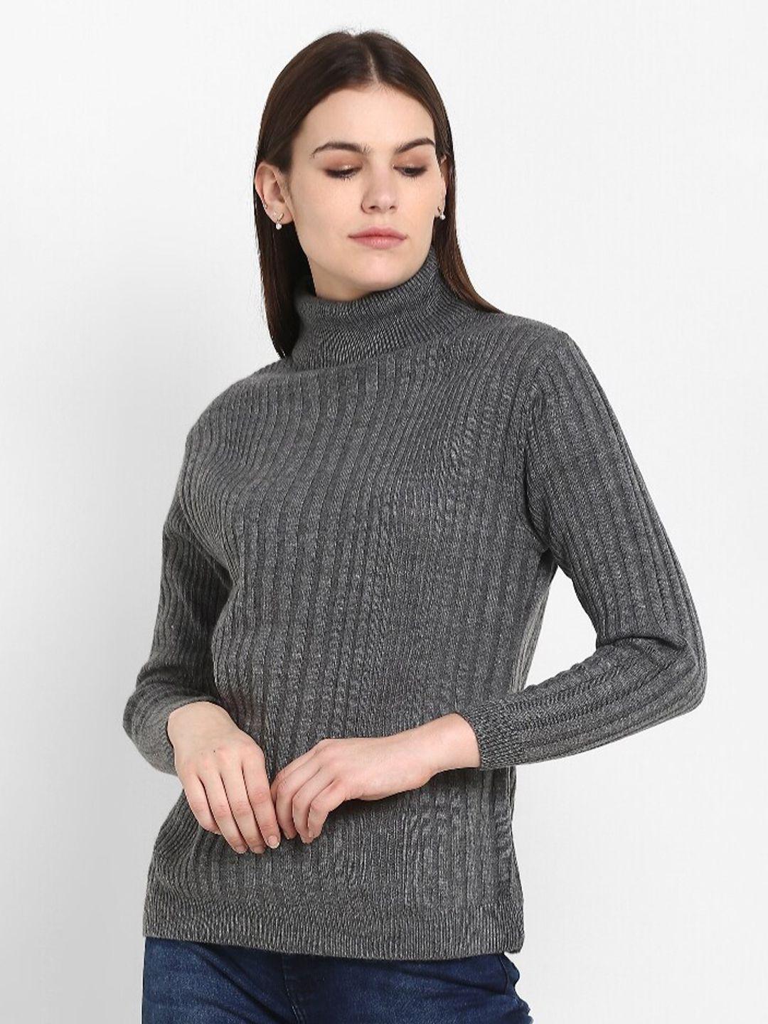 modeve women grey striped striped pullover sweater