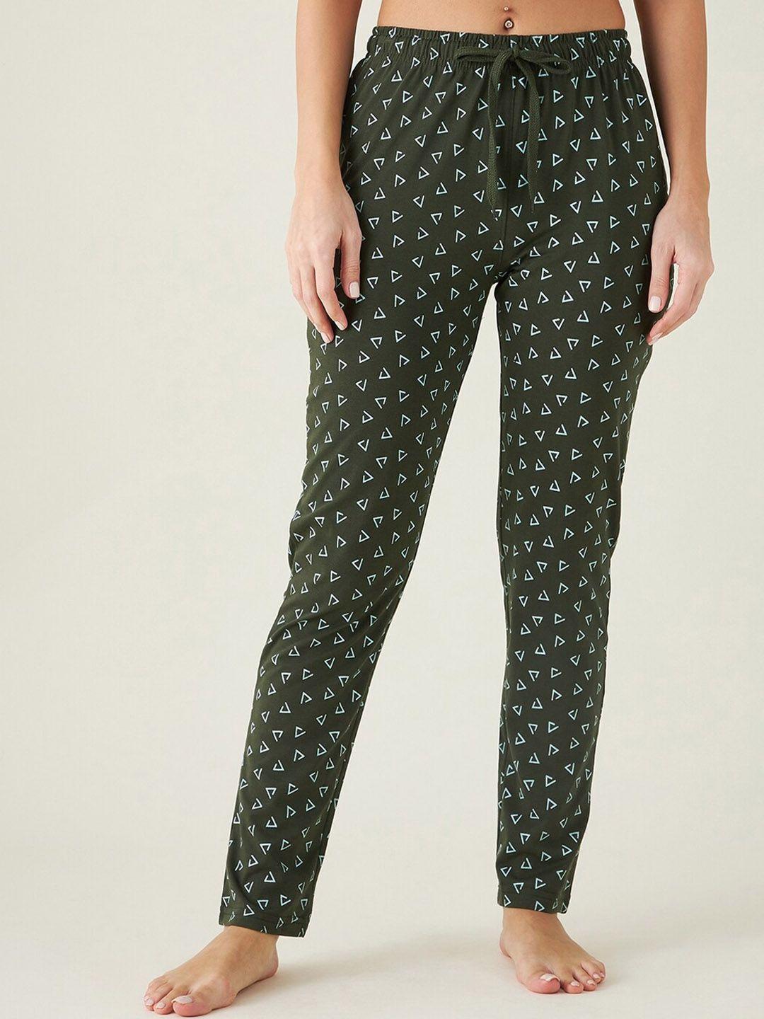 modeve women olive green printed lounge pants