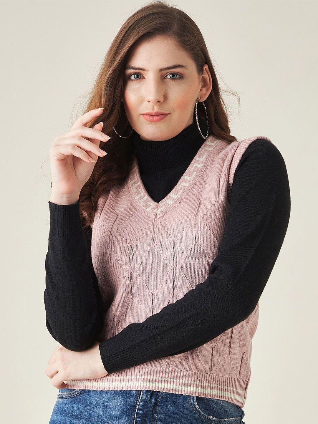 modeve women pink acrylic cable knit sweater vest