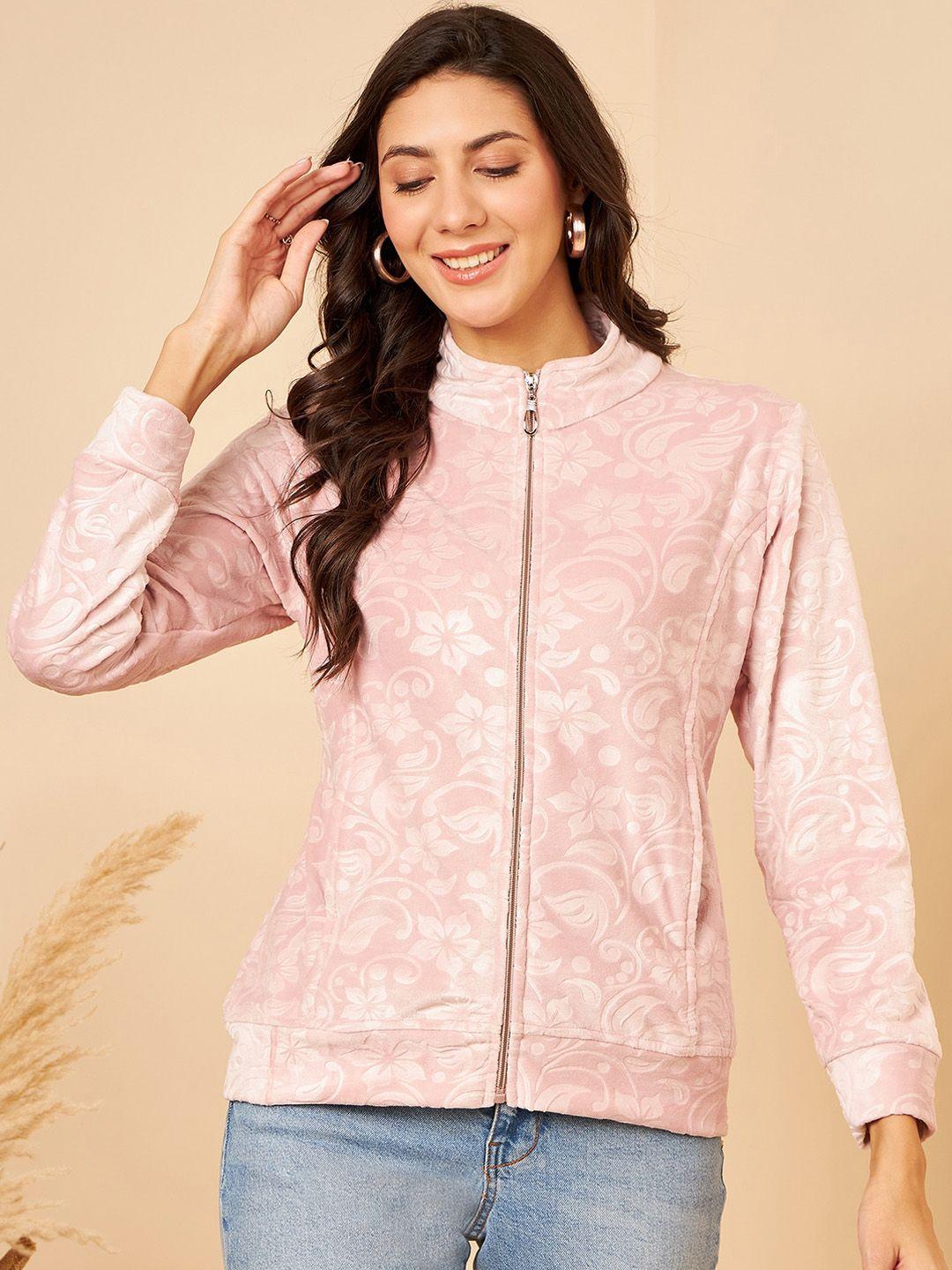 modeve women pink floral lightweight biker jacket