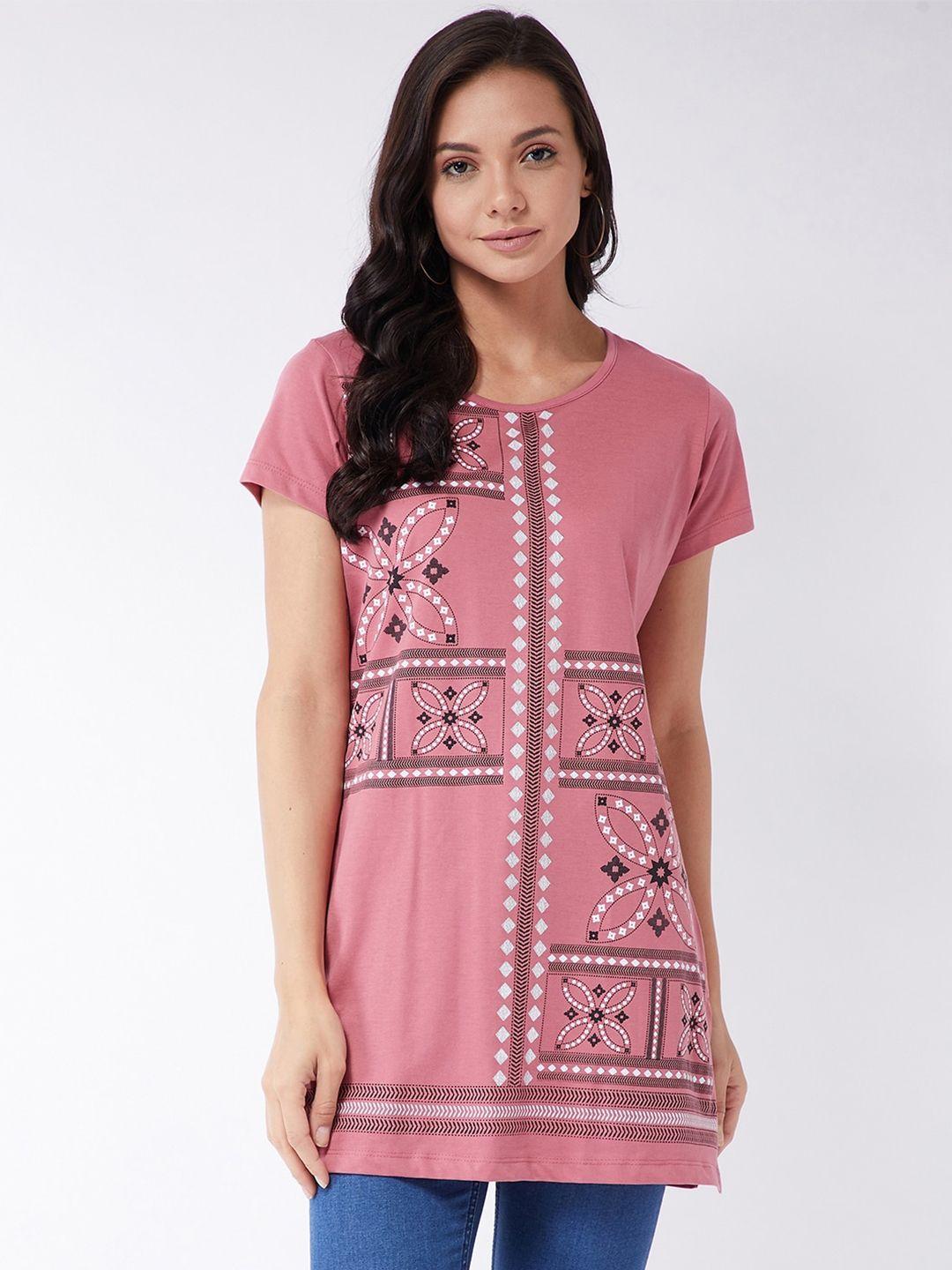 modeve women pink printed t-shirt