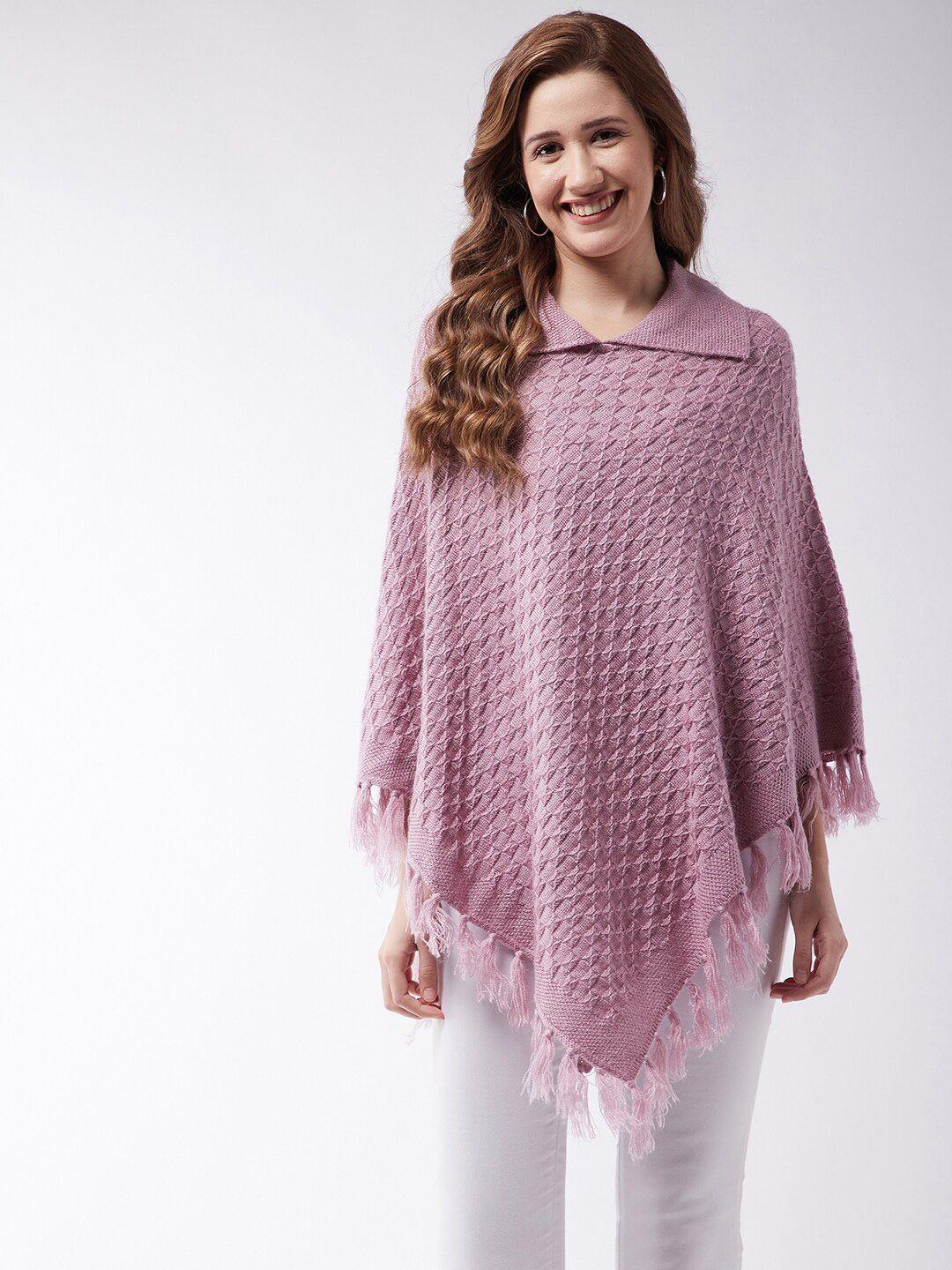 modeve women pink self design poncho