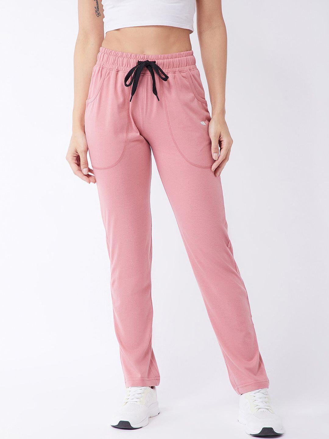 modeve women pink solid cotton track pants