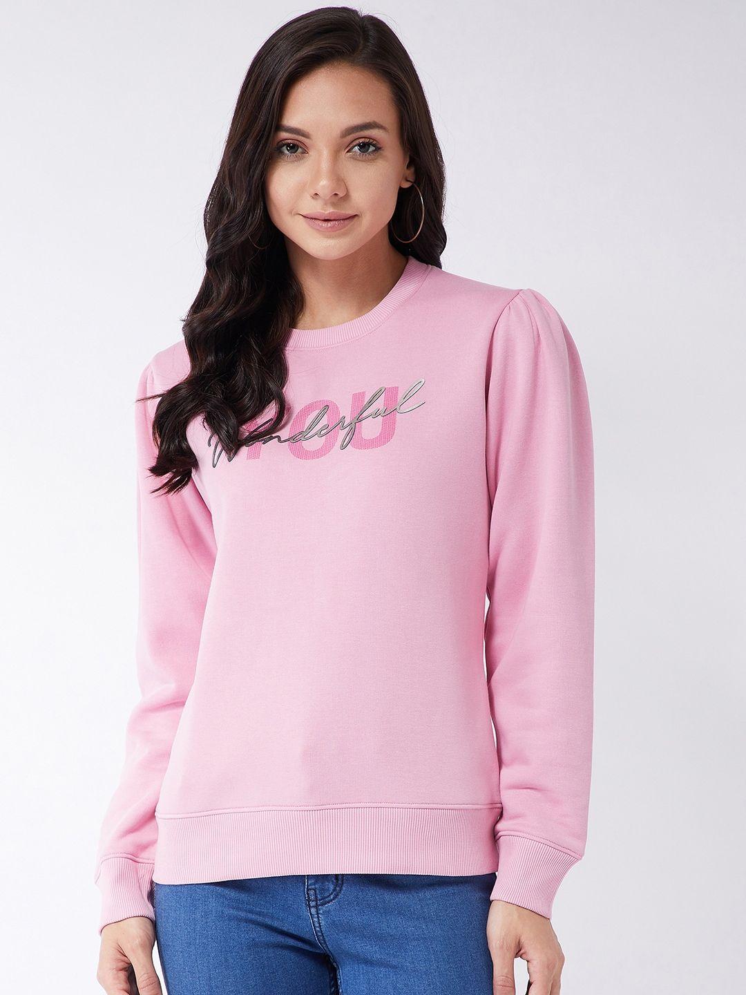 modeve women pink solid pullover sweatshirt