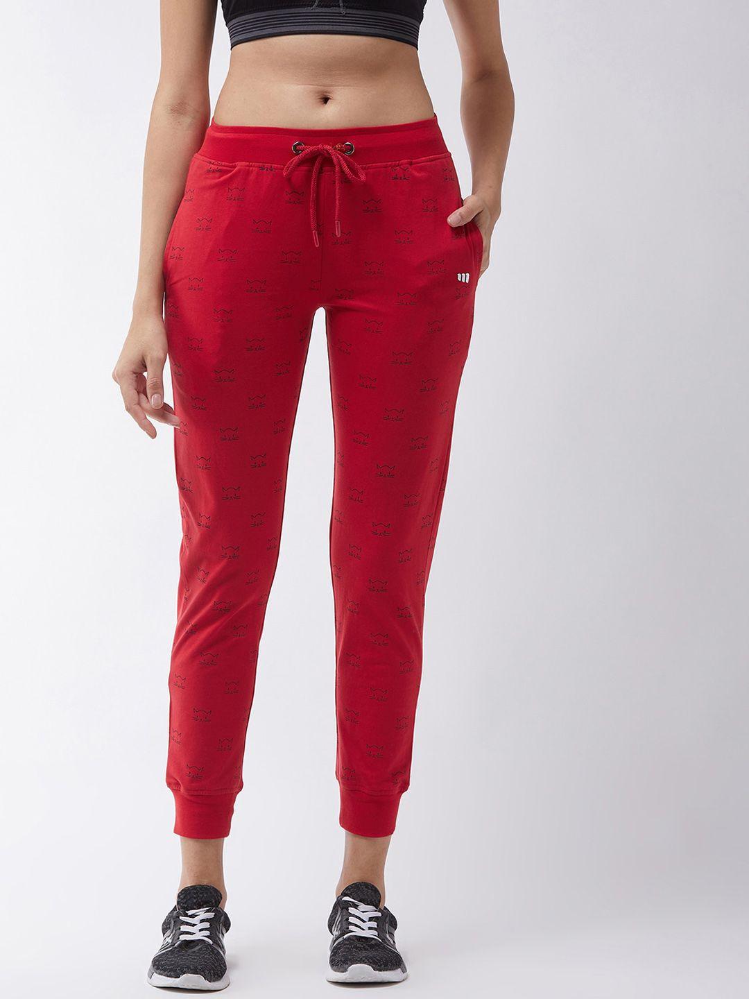 modeve women red printed cotton joggers