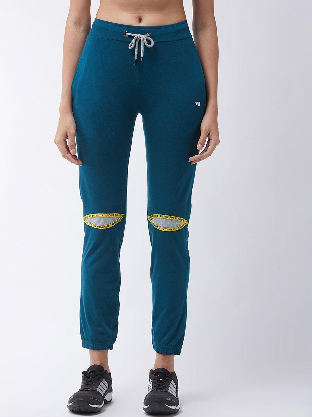 modeve women teal printed cotton joggers