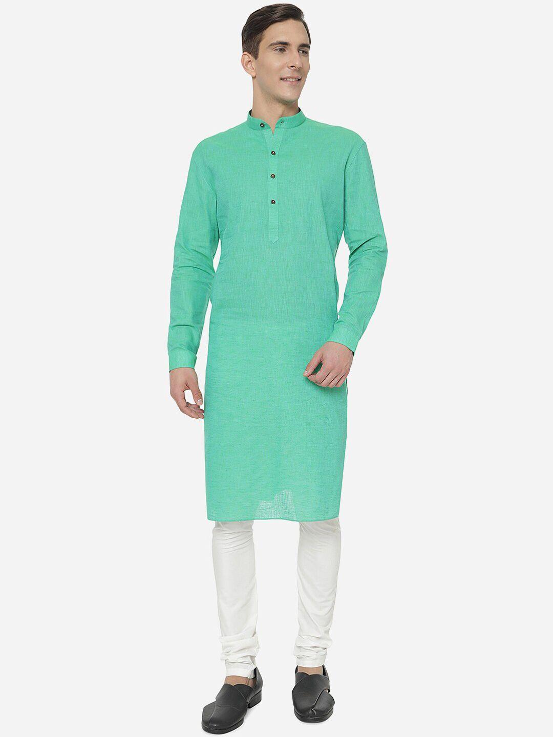 modi kurta men green mandarin collar cotton kurta