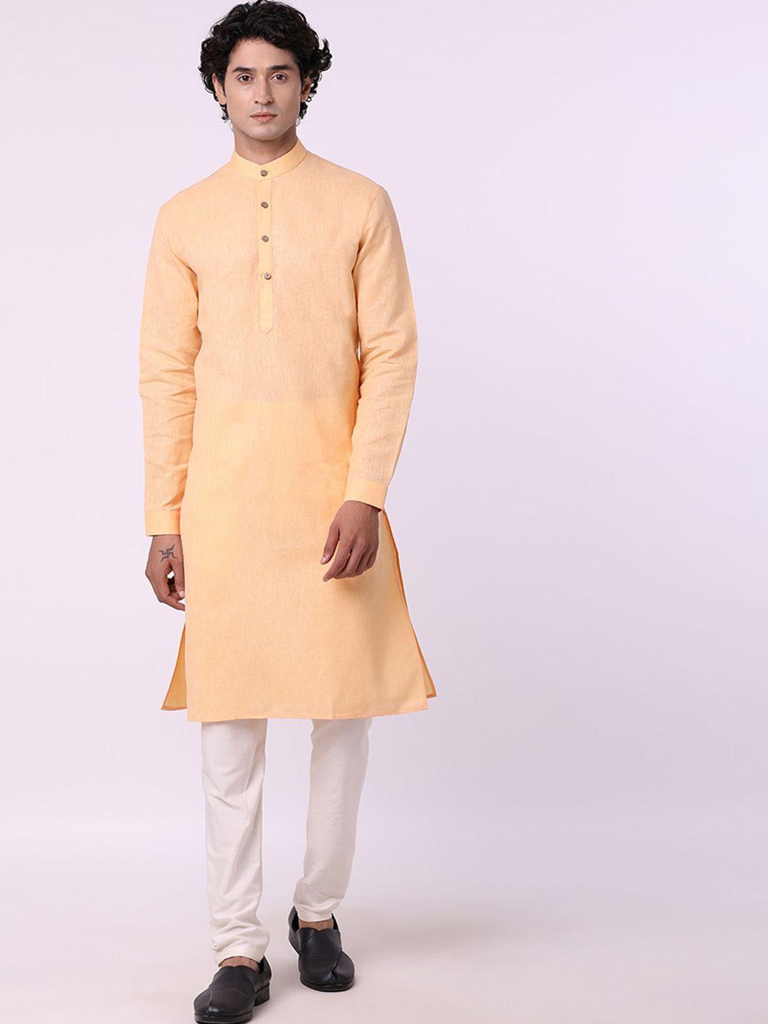 modi kurta men orange solid kurta