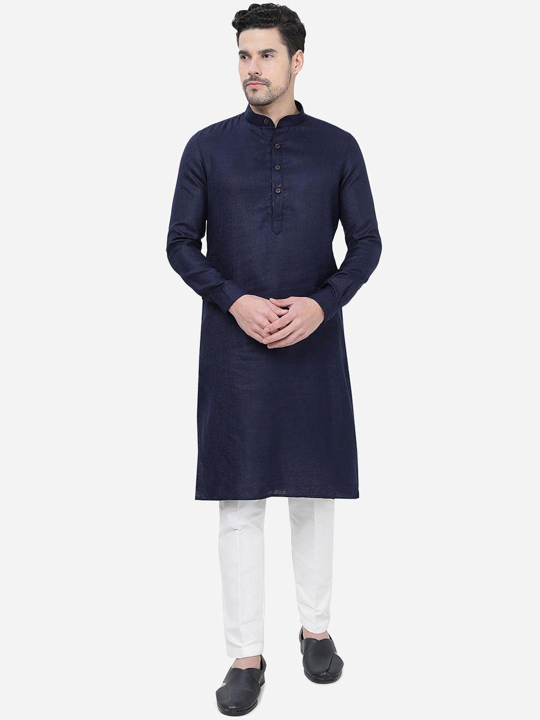 modi kurta woven design mandarin collar pure cotton kurtas