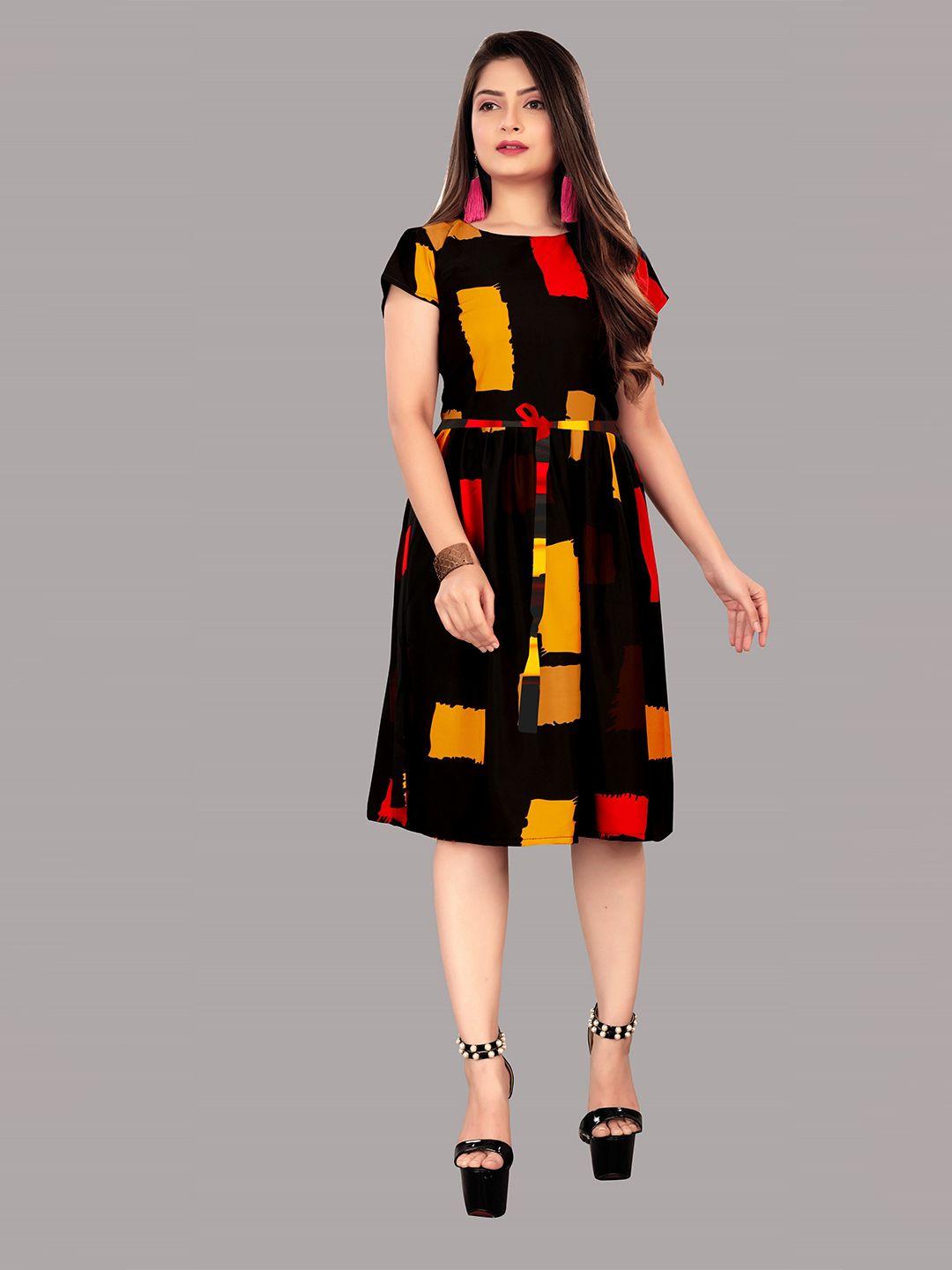 modli 20 fashion black & red crepe dress
