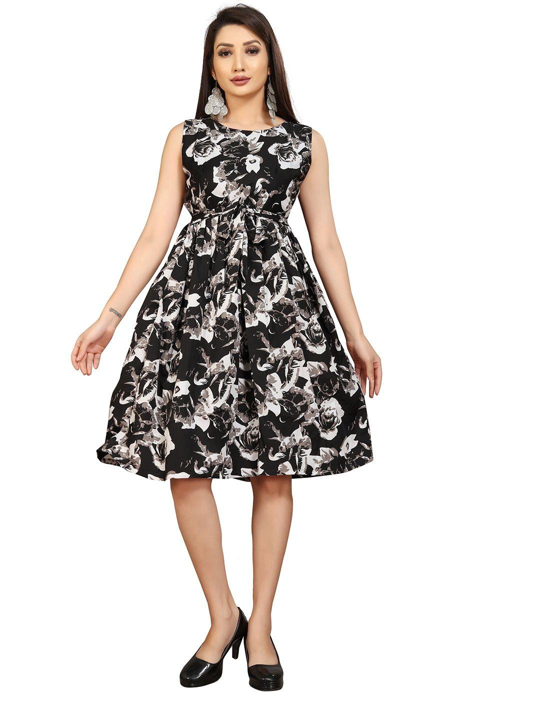 modli 20 fashion black floral crepe dress