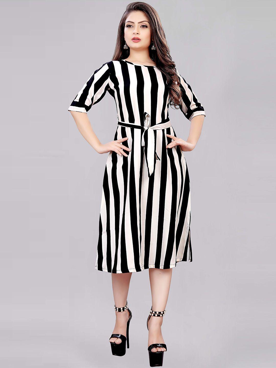 modli 20 fashion white striped crepe midi dress