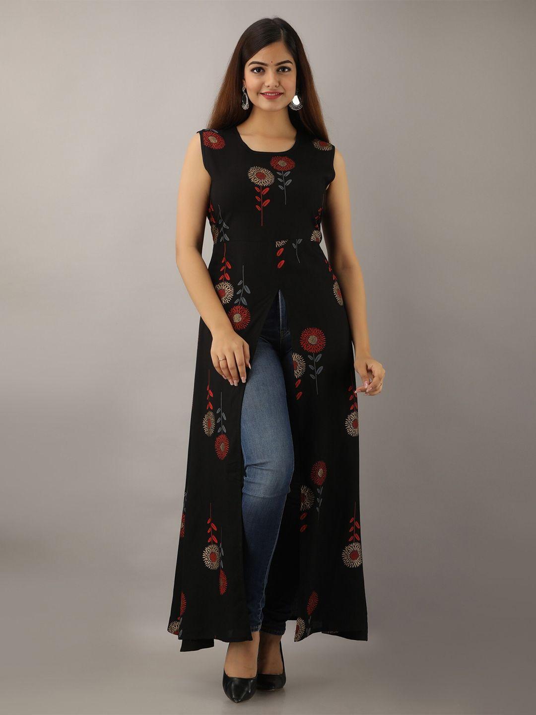 modli 20 fashion women black floral crepe maxi dress