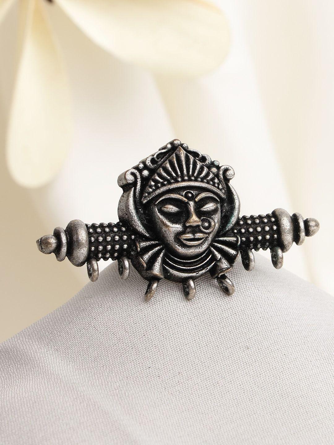 moedbuille silver-plated temple design oxidised tribal finger ring