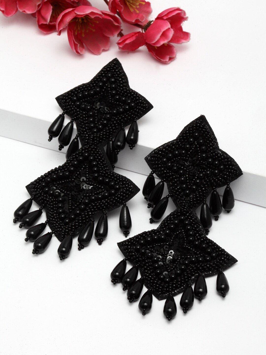 moedbuille black contemporary drop earrings