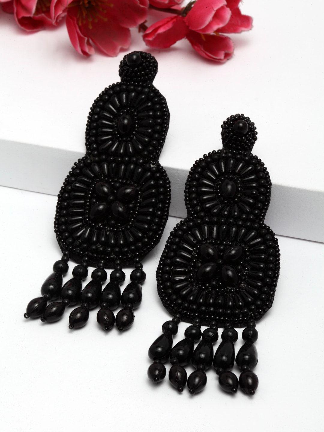moedbuille black contemporary drop earrings