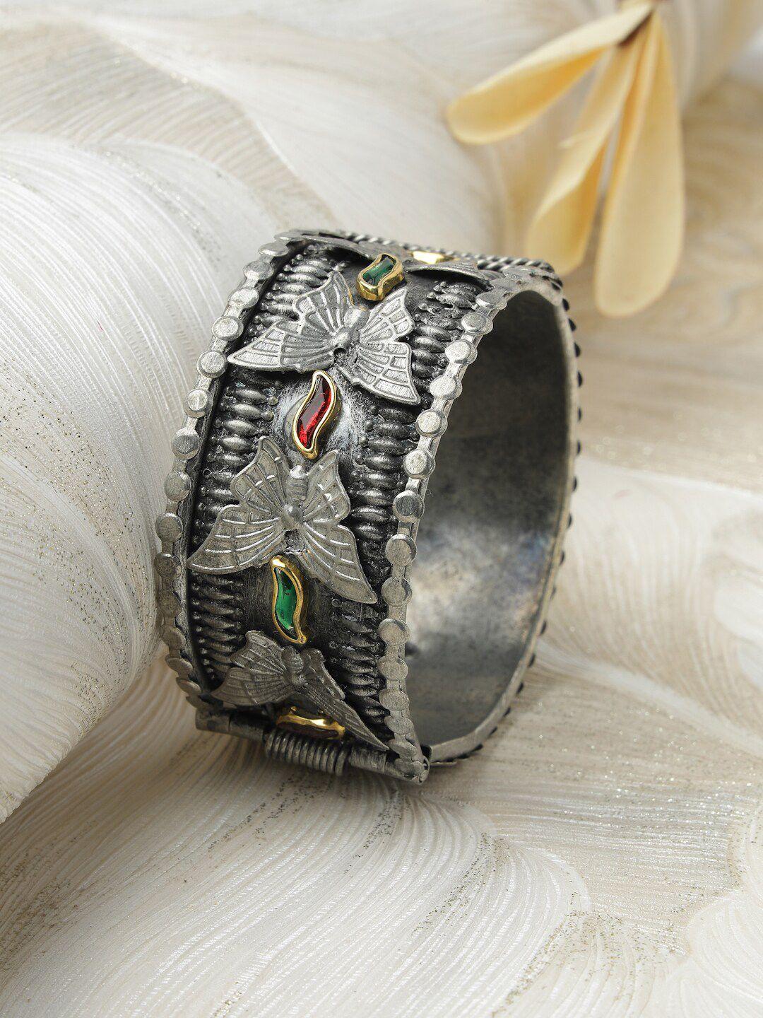 moedbuille crystals oxidised silver-plated bangle-style bracelet