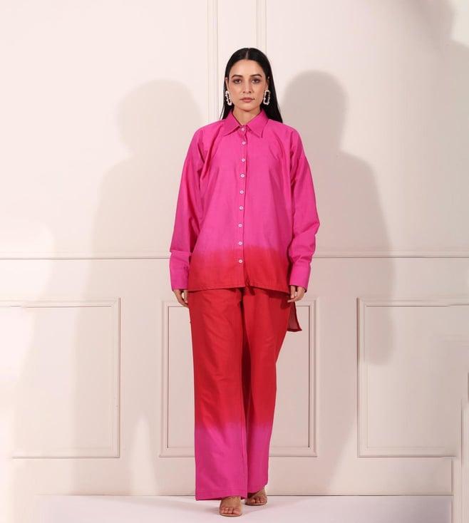 moh pink & red fuerish ombre shirt with pants