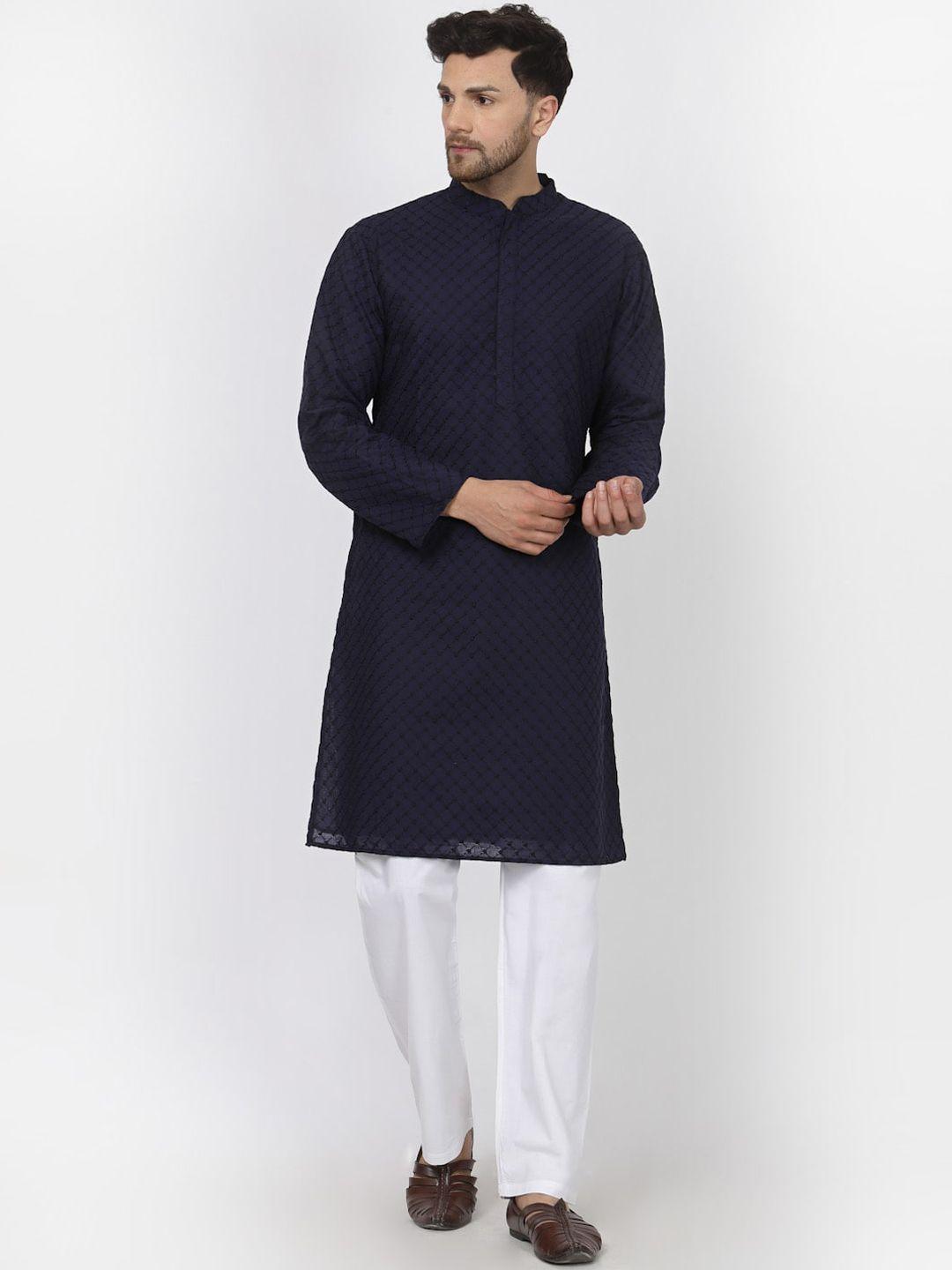 mohanlal sons ethnic motifs embroidered pure cotton straight kurta with pyjamas