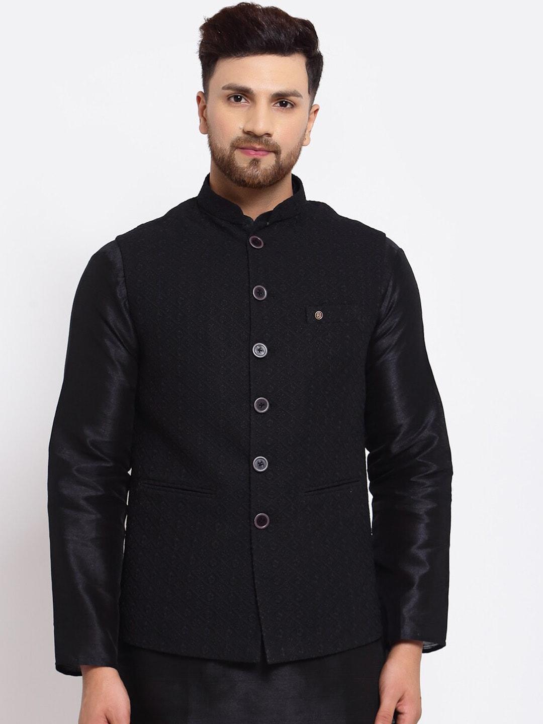 mohanlal sons woven slim-fit nehru jacket