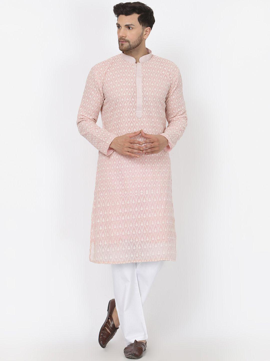 mohanlal sons floral embroidered kurta with pyjamas