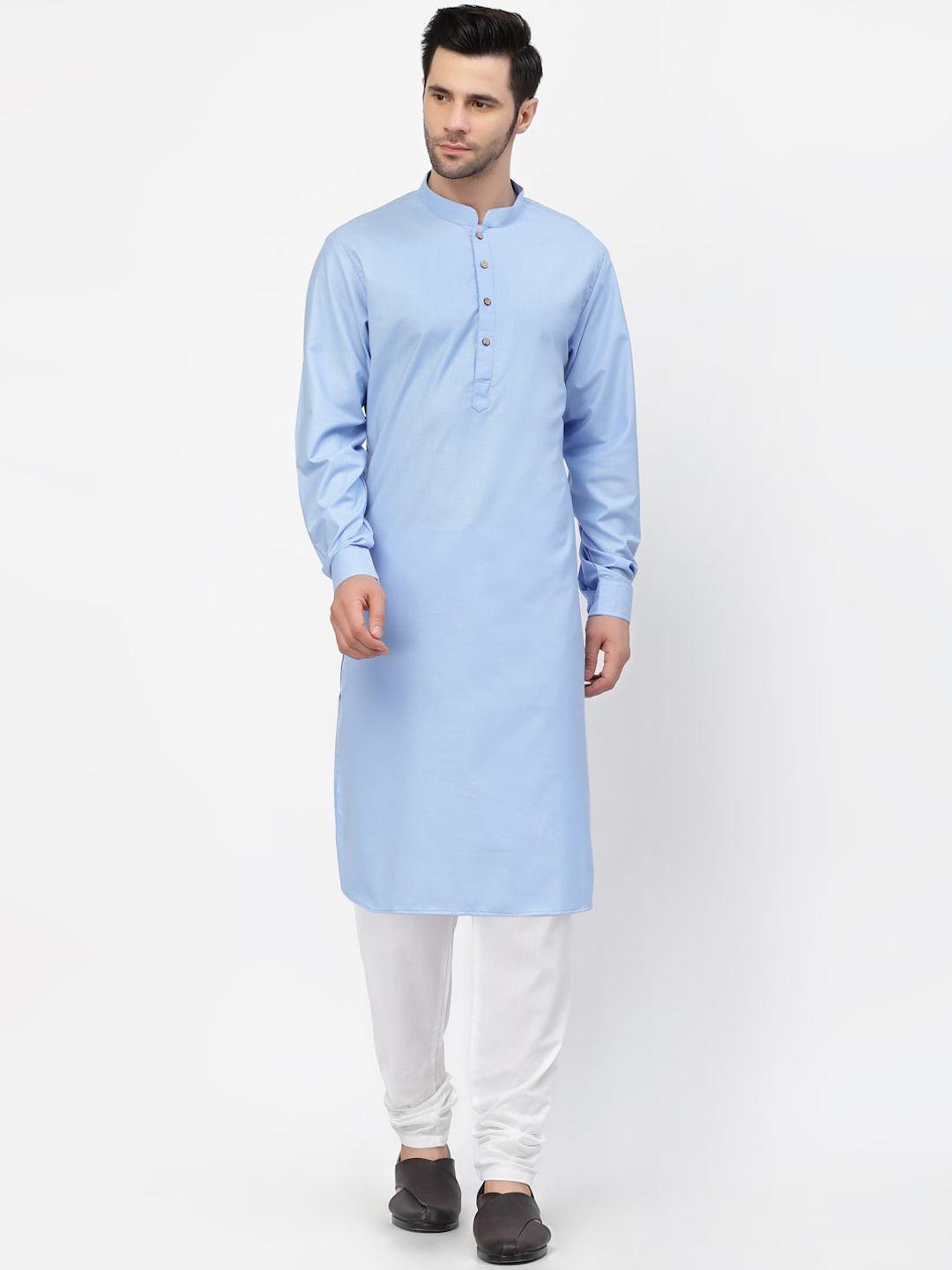 mohanlal sons mandarin collar pure cotton kurta with churidar