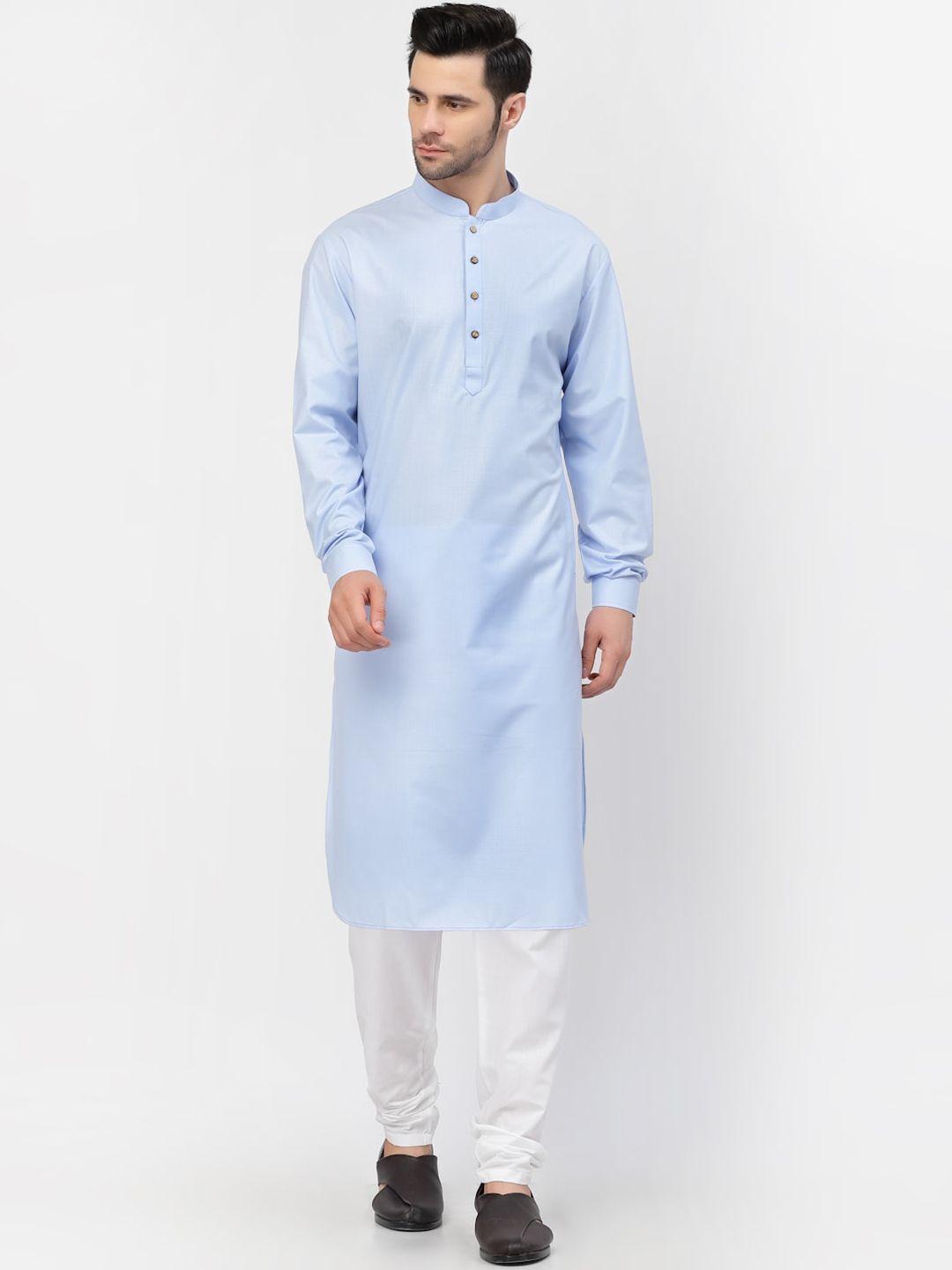 mohanlal sons men blue pure cotton kurta with churidar