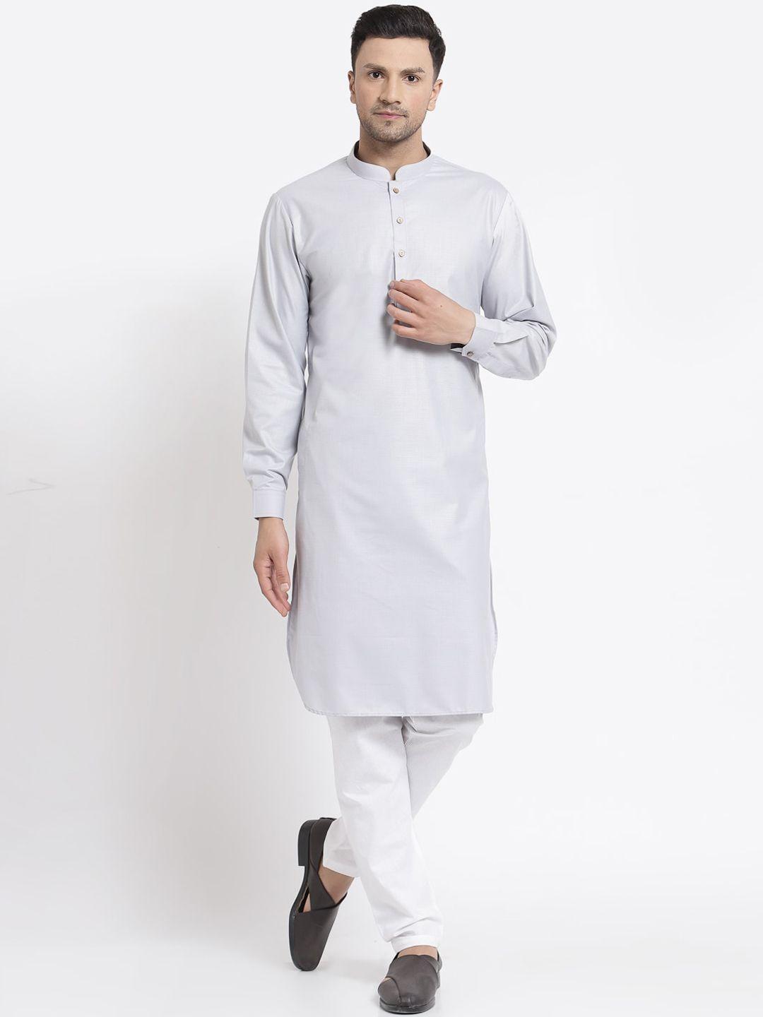 mohanlal sons men grey mirror work pathani kurta