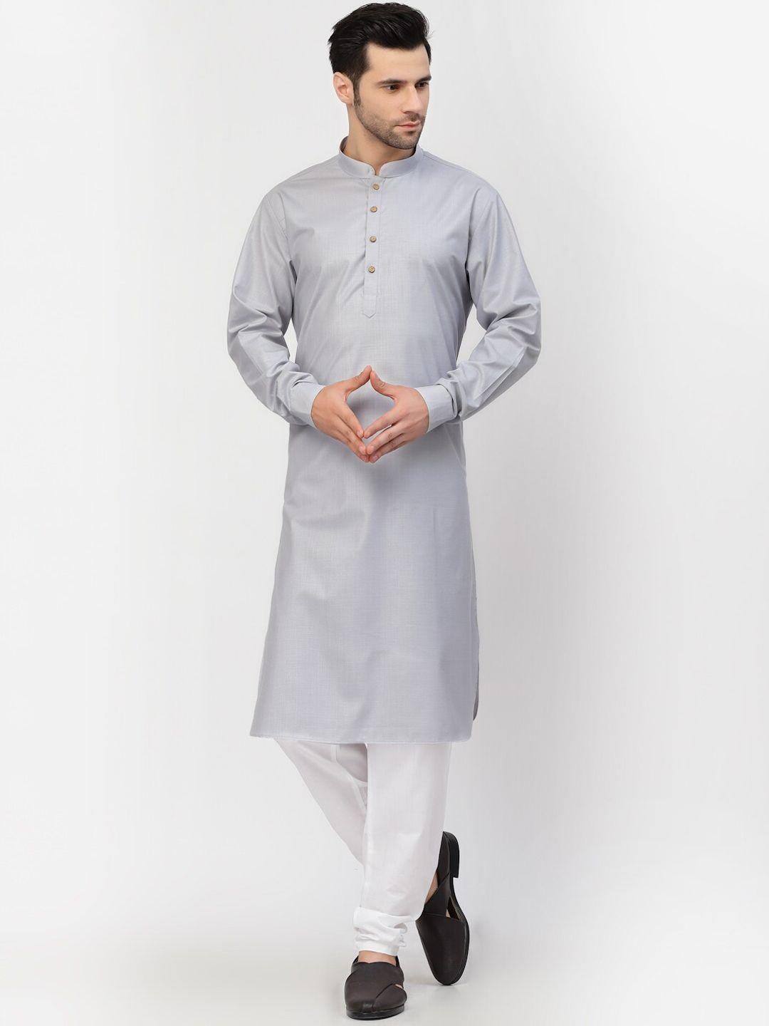 mohanlal sons men grey pure cotton kurta with churidar